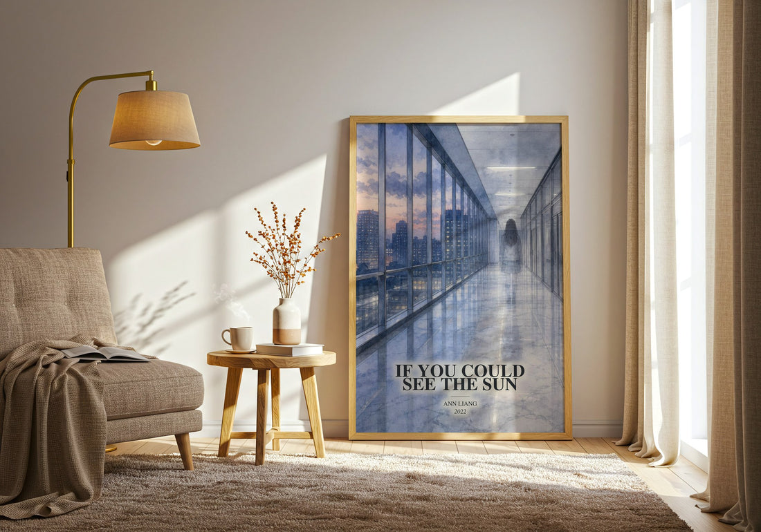 If You Could See the Sun watercolour print in frame leaning in hallway – young adult wall art