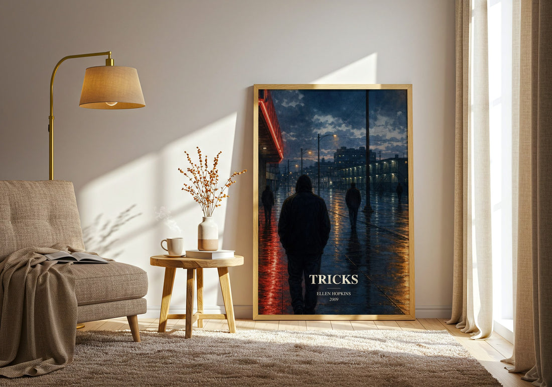 Tricks watercolour print in frame leaning in hallway – young adult wall art