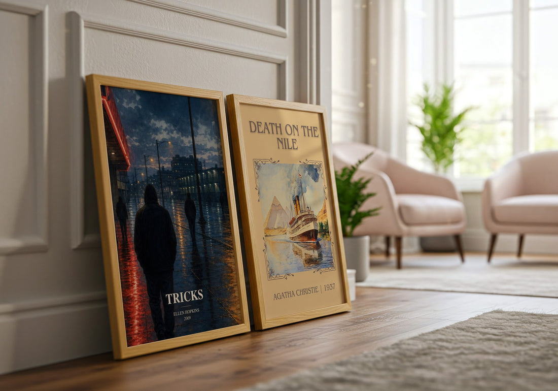 Tricks watercolour print framed by window – literary home decor