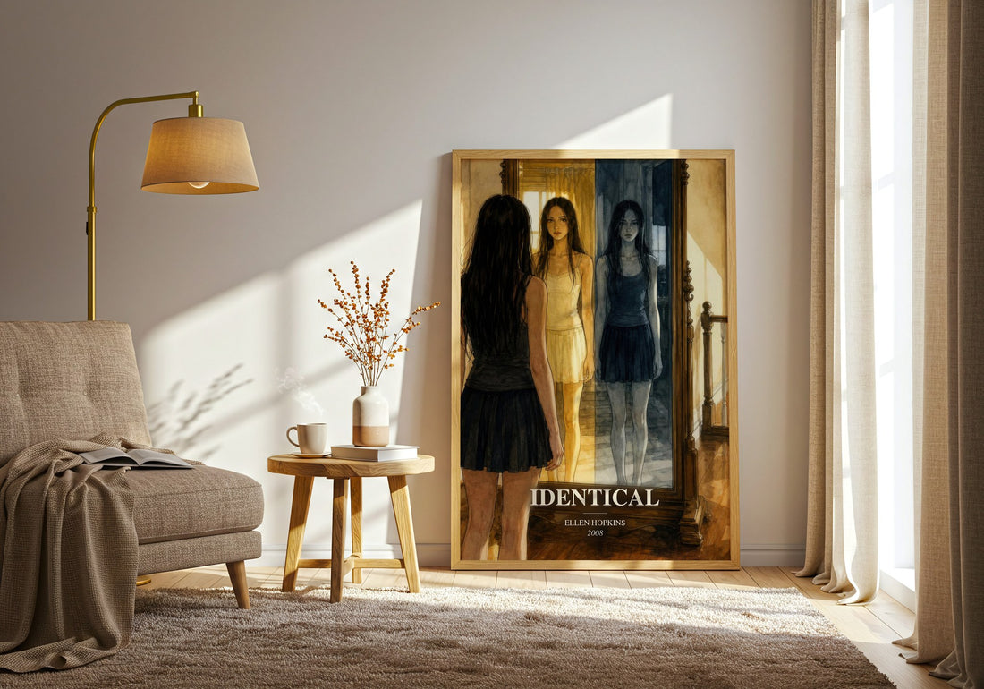 Identical watercolour print in frame leaning in hallway – young adult wall art
