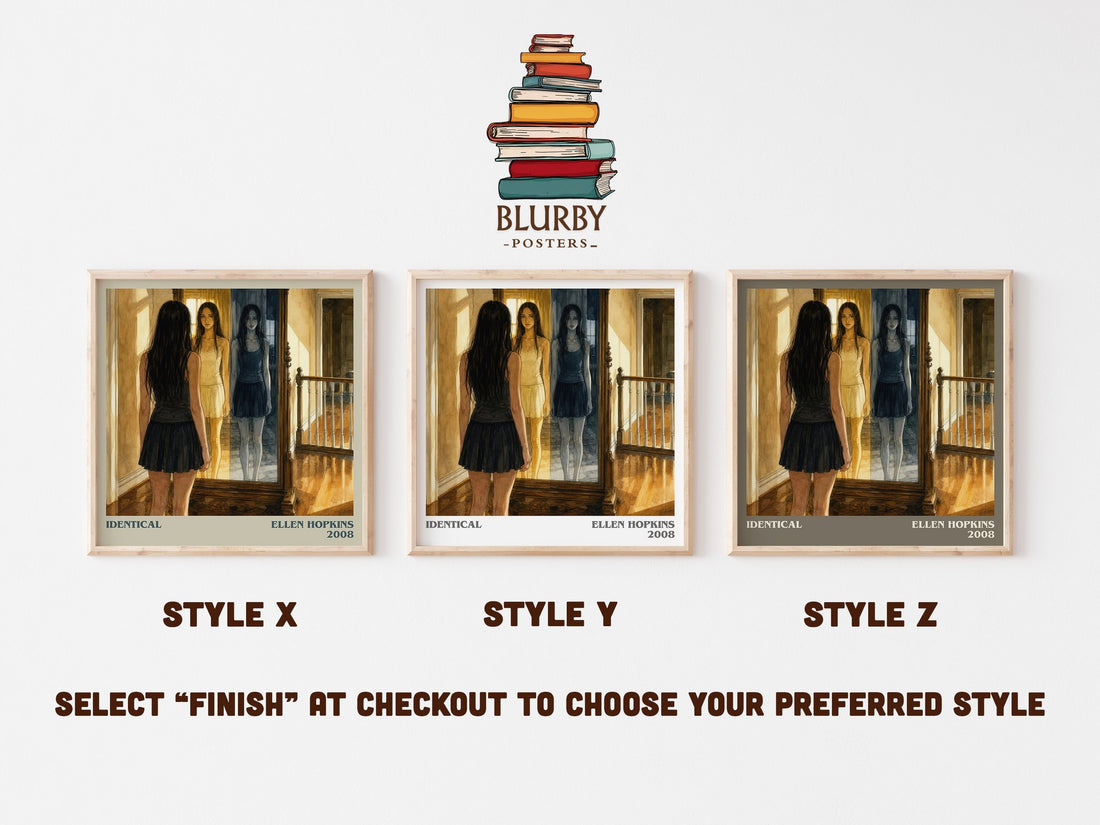 Identical literary print in frame leaning in hallway – young adult wall art (mockup)