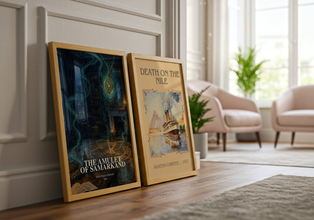 The Amulet of Samarkand watercolour print framed by window – literary home decor