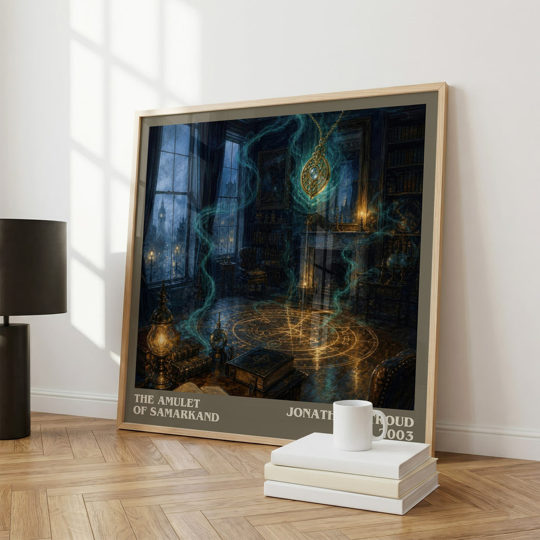 The Amulet of Samarkand literary print framed by window – literary home decor