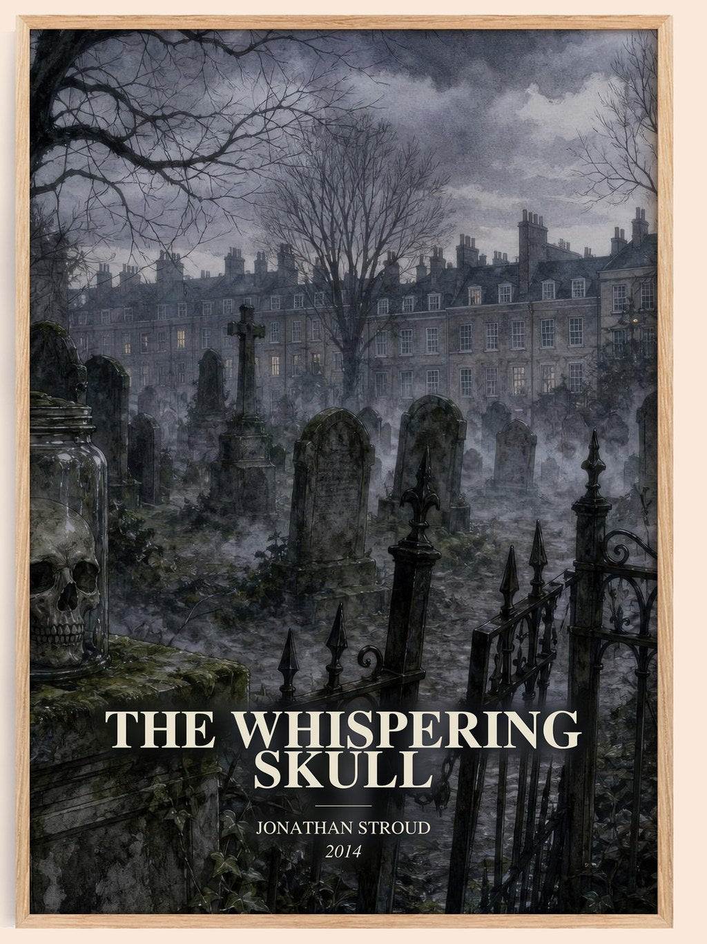 The Whispering Skull watercolour book poster by Jonathan Stroud – framed literary art print