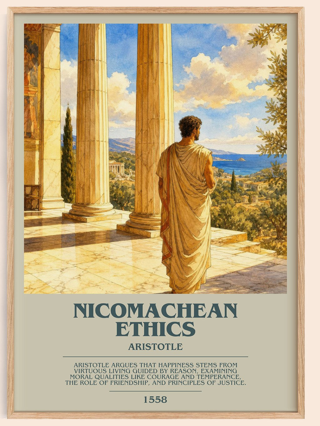 Nicomachean Ethics bookish book poster by Aristotle – framed literary art print