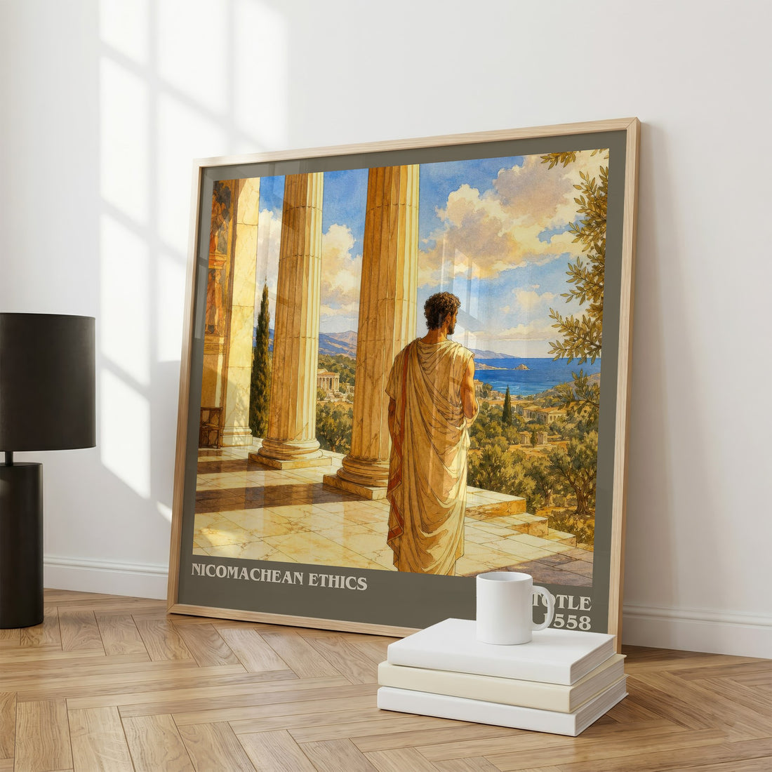 Nicomachean Ethics literary print framed by window – literary home decor