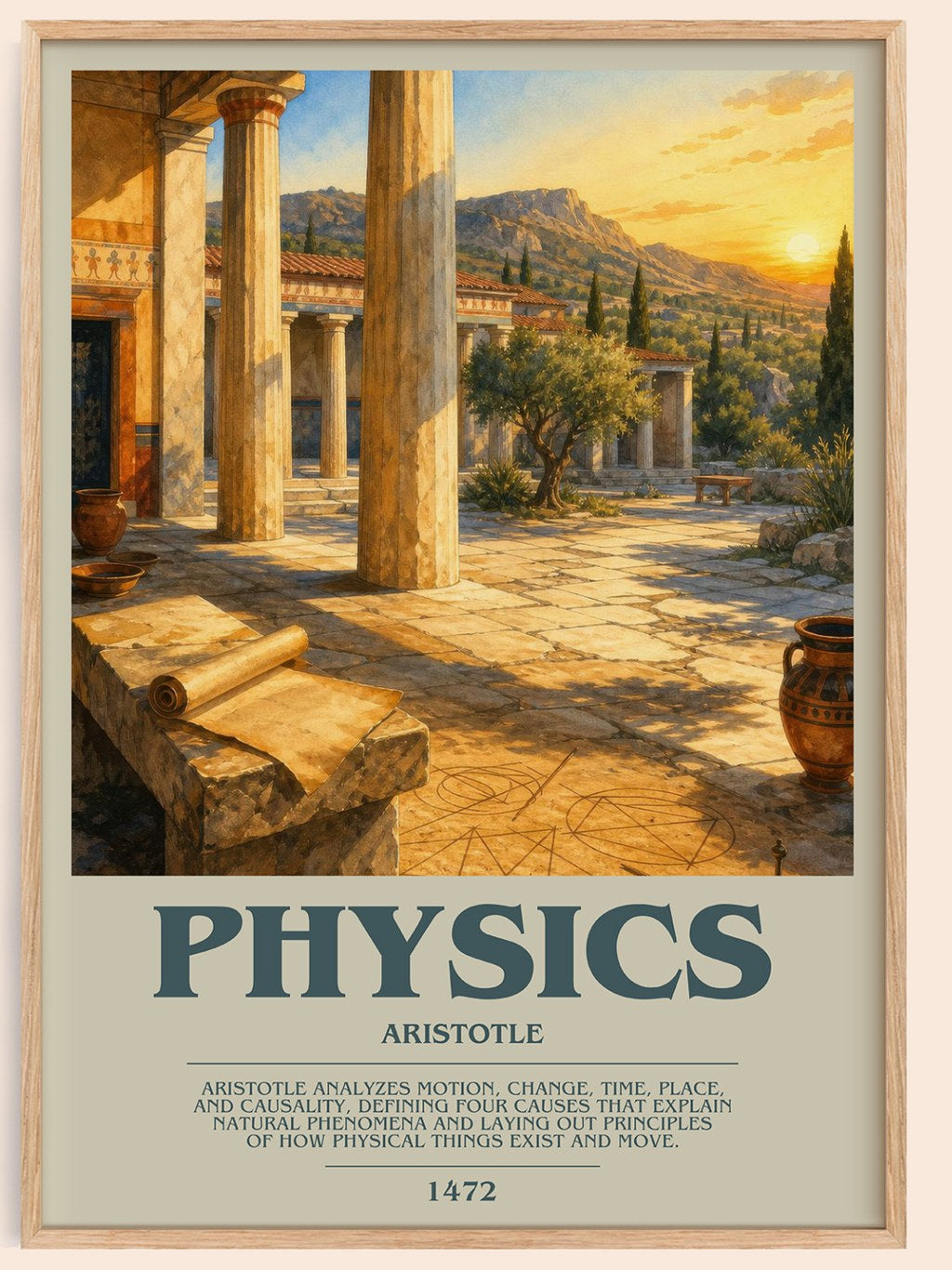 Physics bookish book poster by Aristotle – framed literary art print