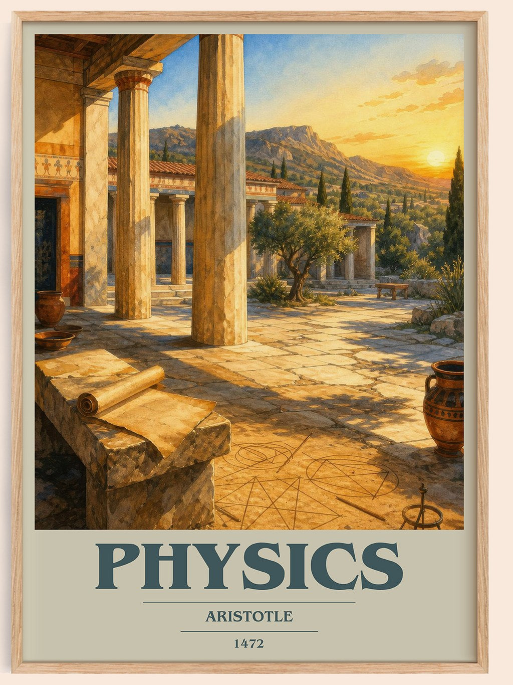 Physics book cover book poster by Aristotle – framed literary art print