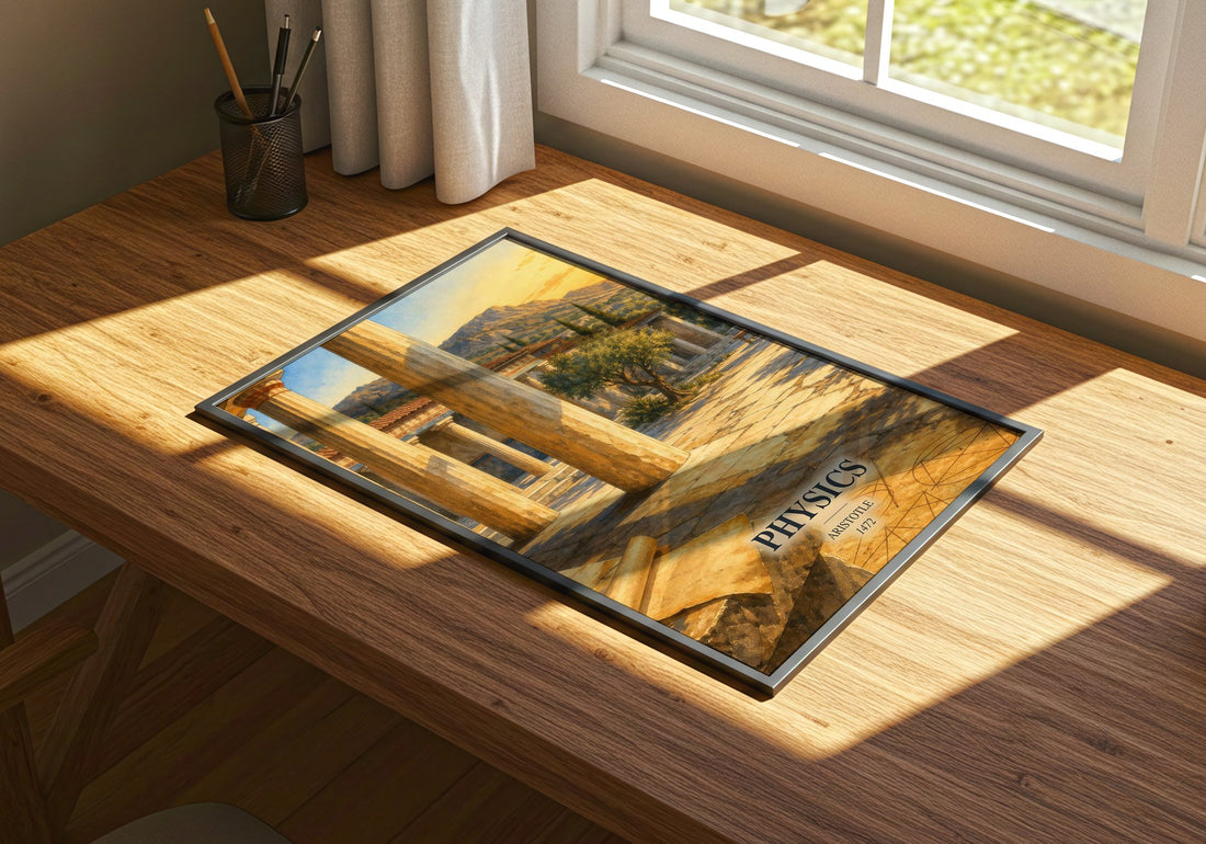 Physics watercolour book poster framed on wall – philosophy wall art
