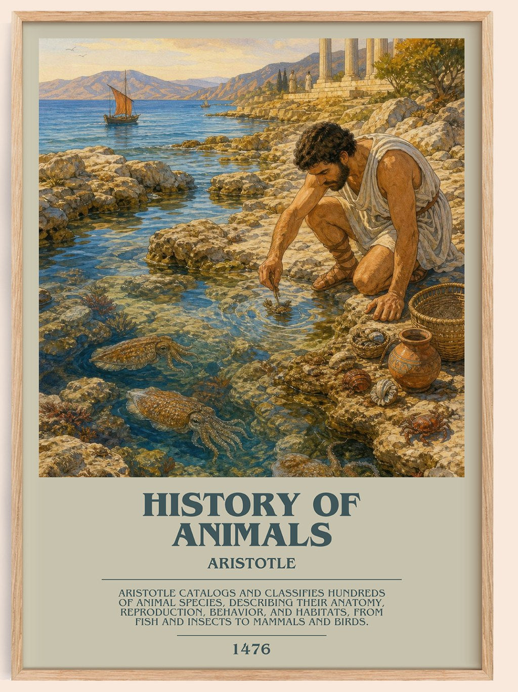History of Animals bookish book poster by Aristotle – framed literary art print