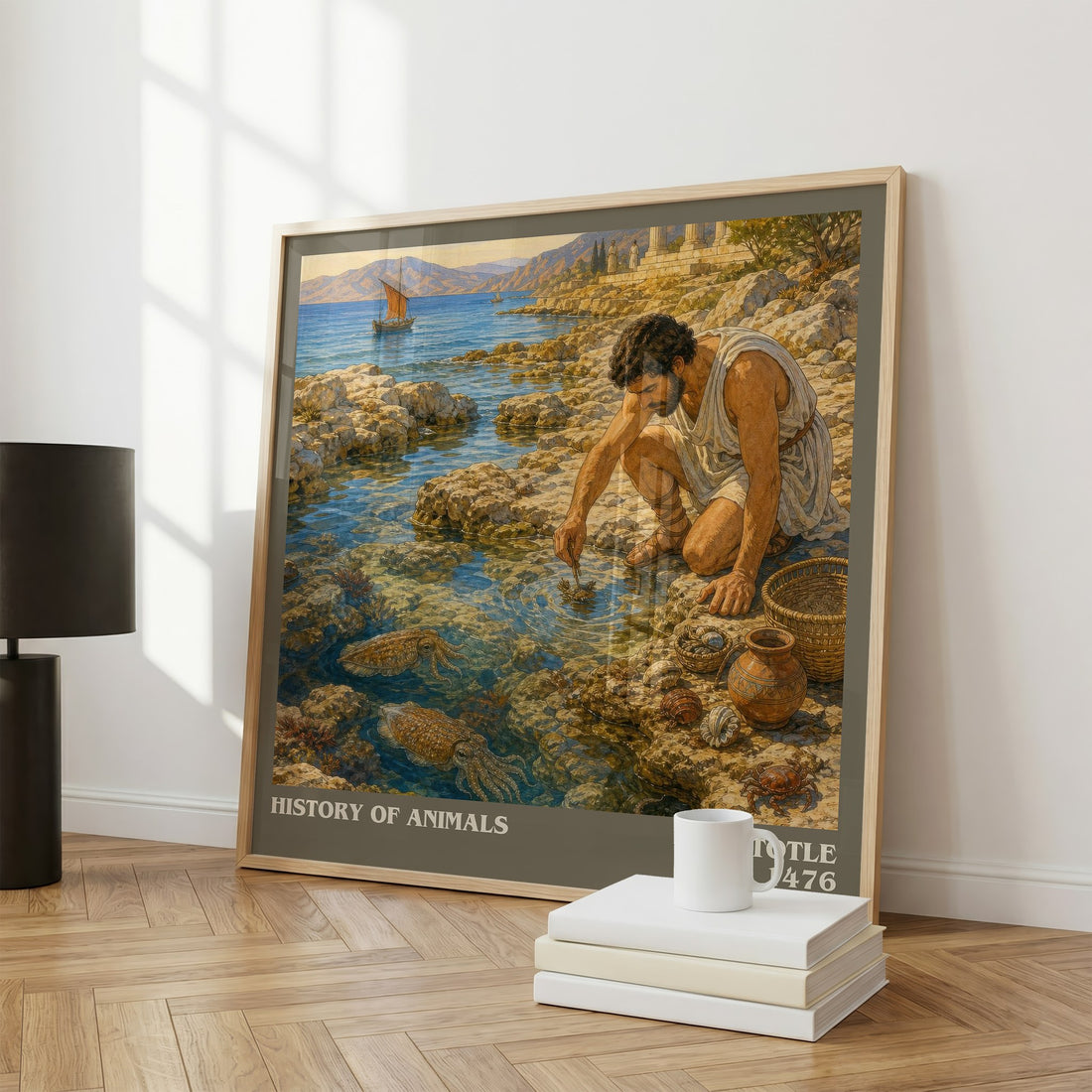 History of Animals literary print framed by window – literary home decor