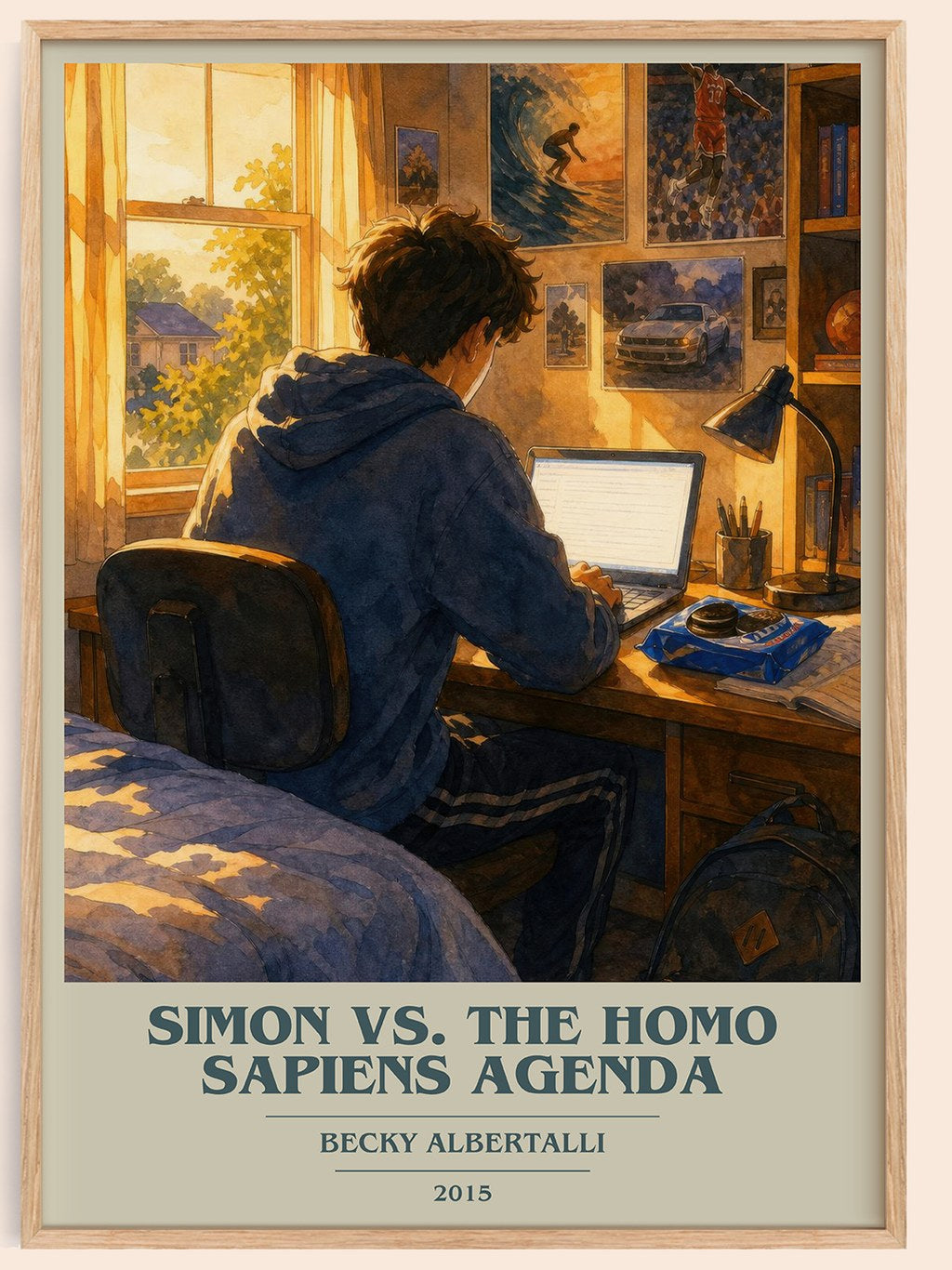 Simon vs. the Homo Sapiens Agenda book cover book poster by Becky Albertalli – framed literary art print