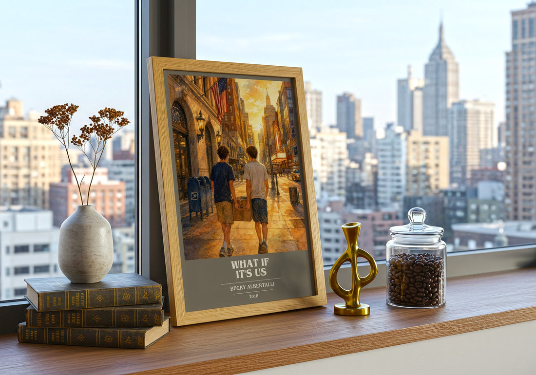 What If It's Us book cover print framed by window – literary home decor
