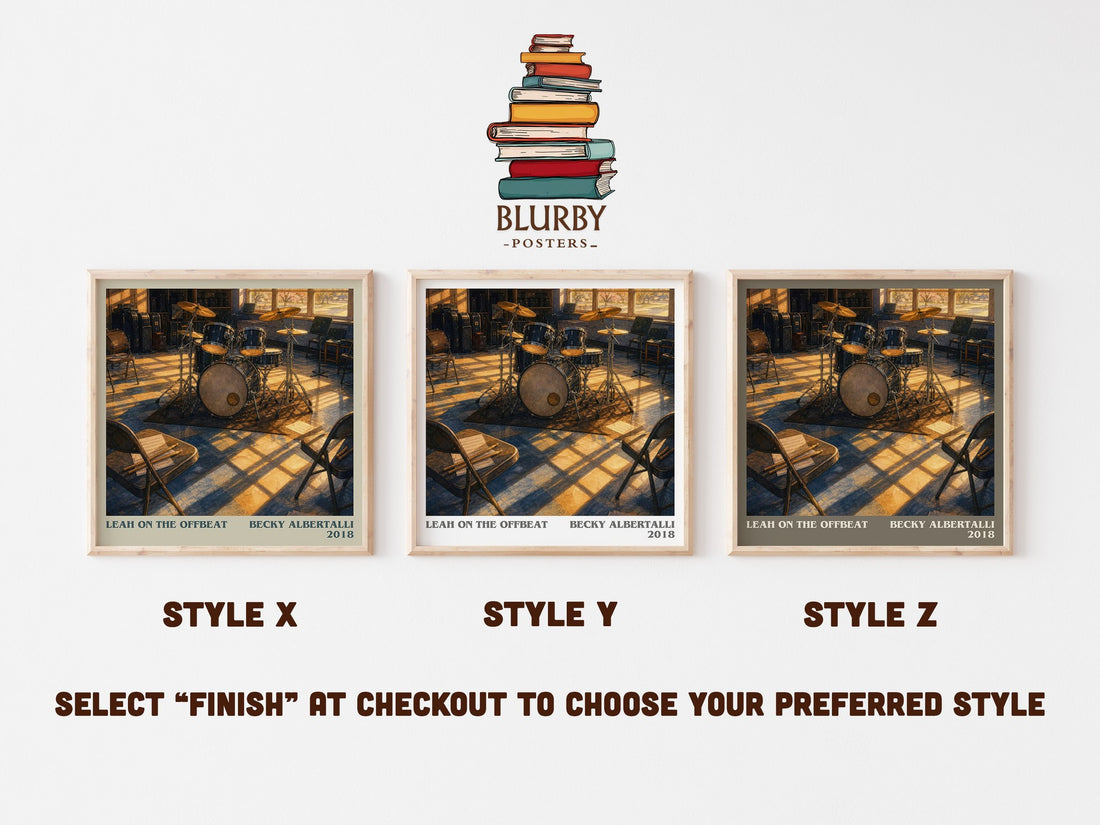 Leah on the offbeat literary print in frame leaning in hallway – young adult wall art (mockup)