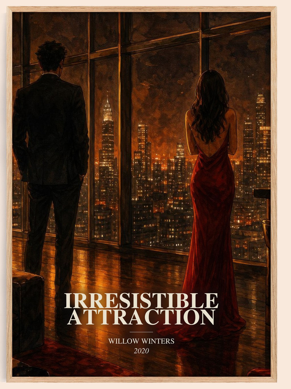 Irresistible Attraction watercolour book poster by Willow Winters – framed literary art print