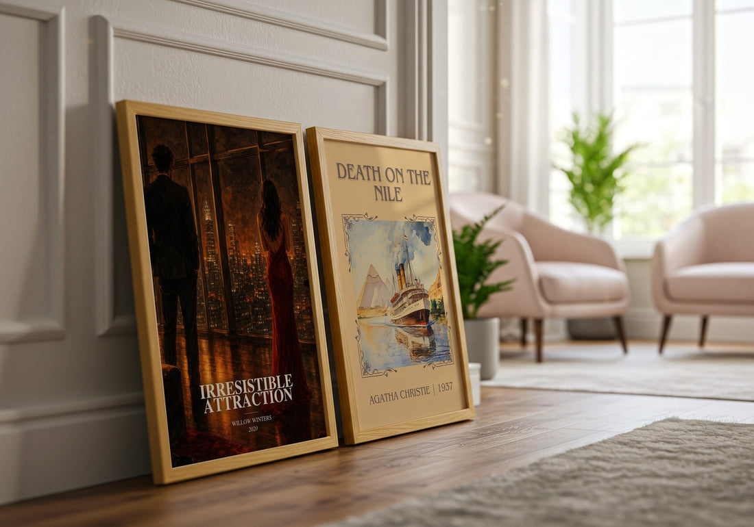 Irresistible Attraction watercolour print framed by window – literary home decor