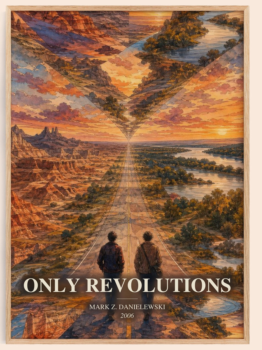Only Revolutions watercolour book poster by Mark Z. Danielewski – framed literary art print