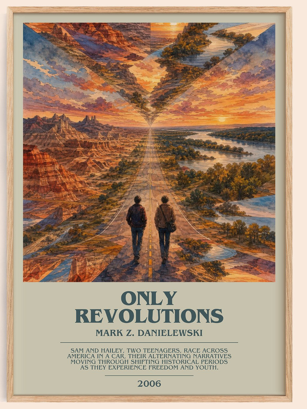 Only Revolutions bookish book poster by Mark Z. Danielewski – framed literary art print