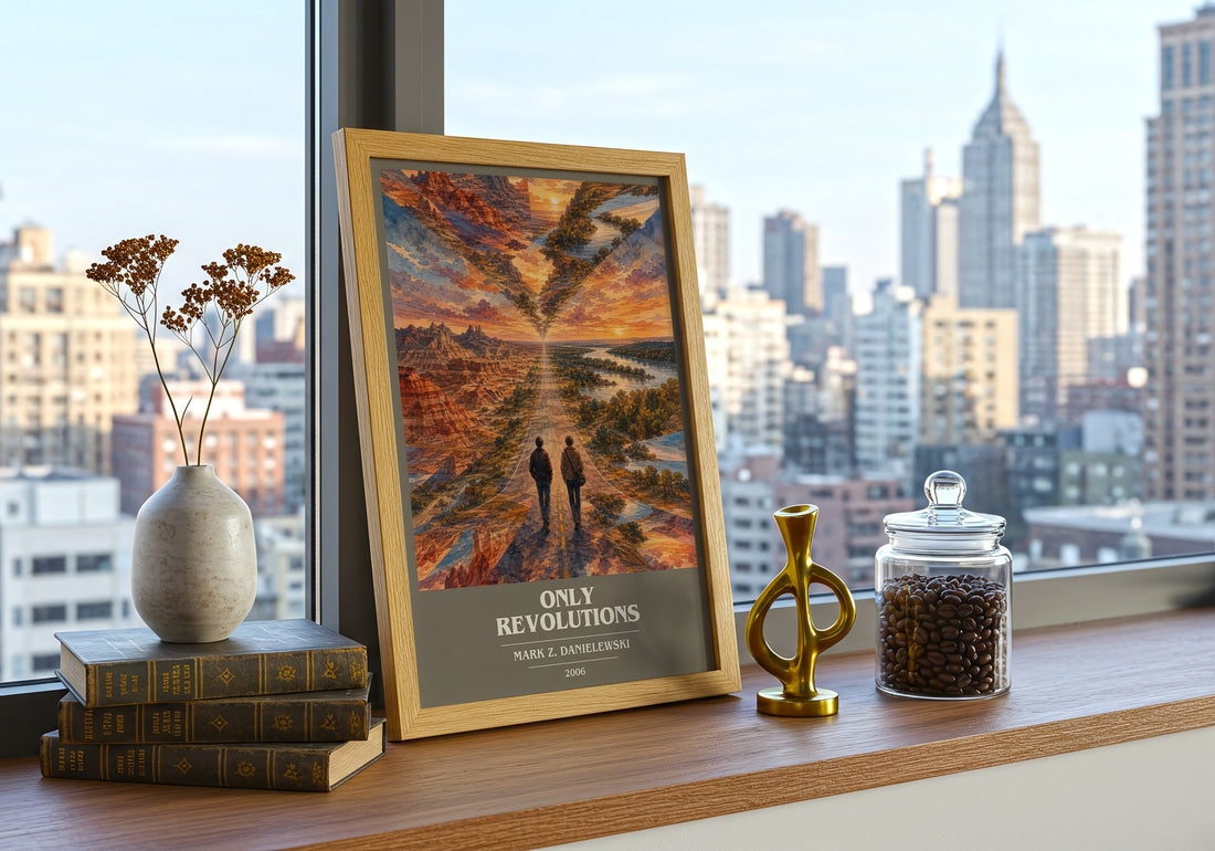 Only Revolutions book cover print framed by window – literary home decor