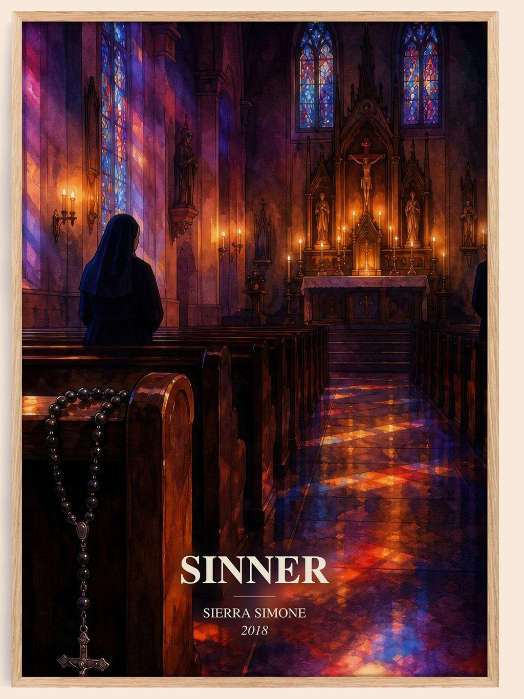 Sinner watercolour book poster by Sierra Simone – framed literary art print