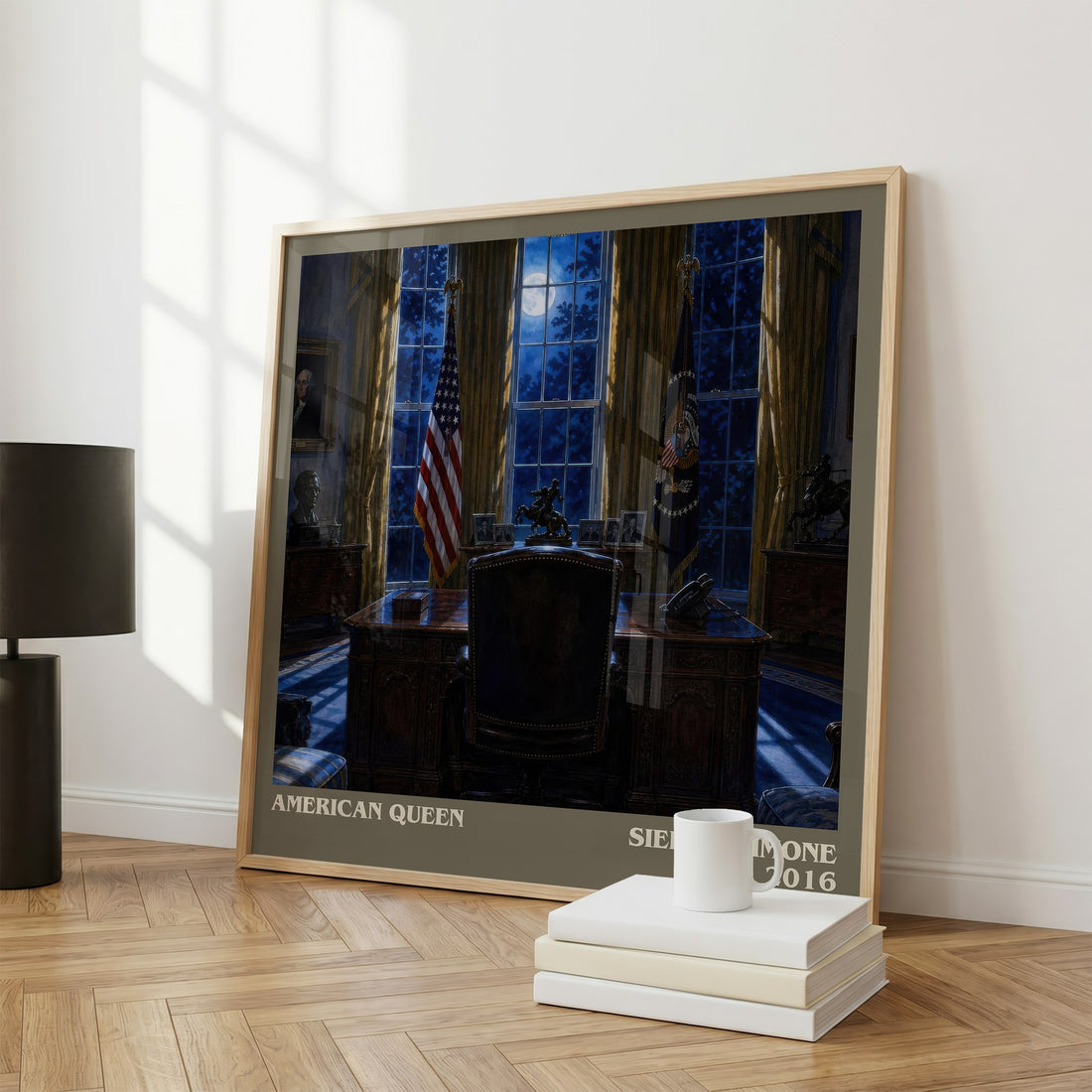American Queen literary print framed by window – literary home decor