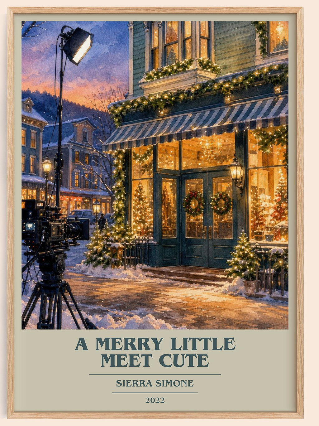 A Merry Little Meet Cute book cover book poster by Sierra Simone – framed literary art print