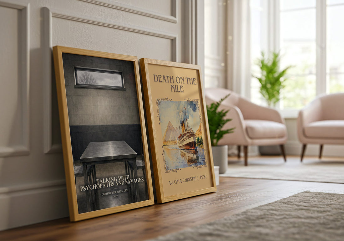 Talking With Psychopaths and Savages watercolour print framed by window – literary home decor