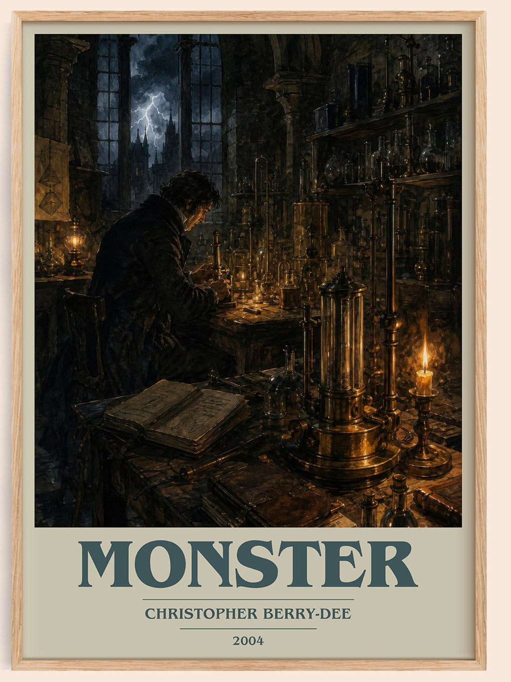 Monster book cover book poster by Christopher Berry-Dee – framed literary art print