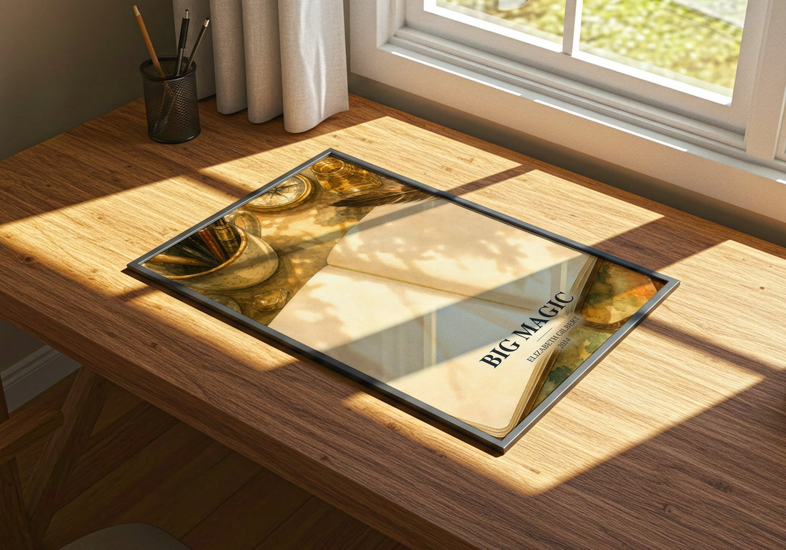 Big Magic watercolour book poster framed on wall – non fiction wall art