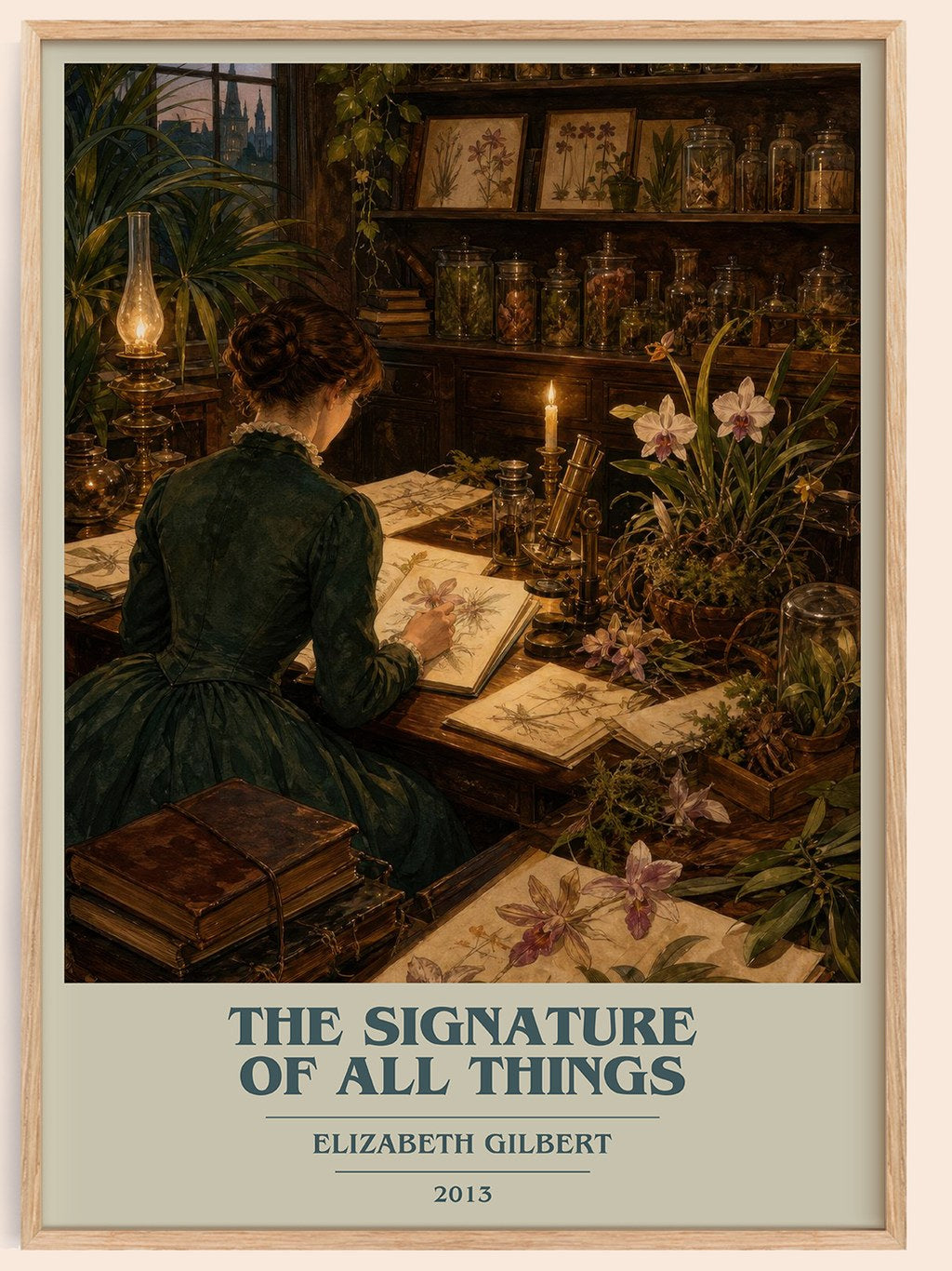 The signature of all things book cover book poster by Elizabeth Gilbert – framed literary art print