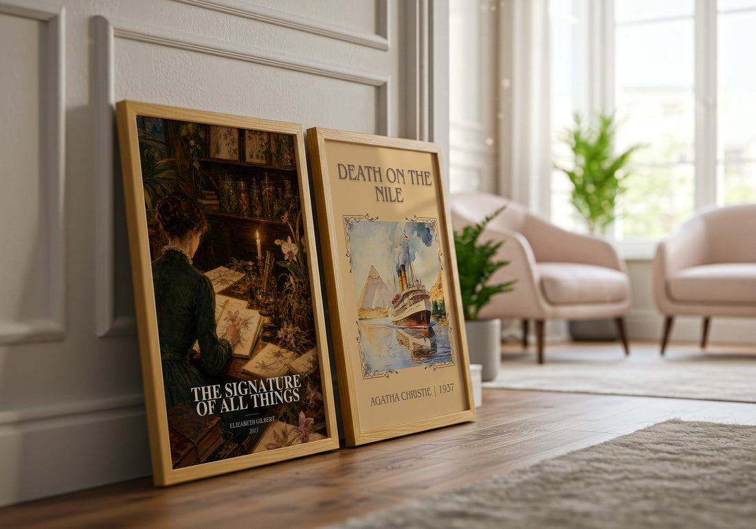 The signature of all things watercolour print framed by window – literary home decor