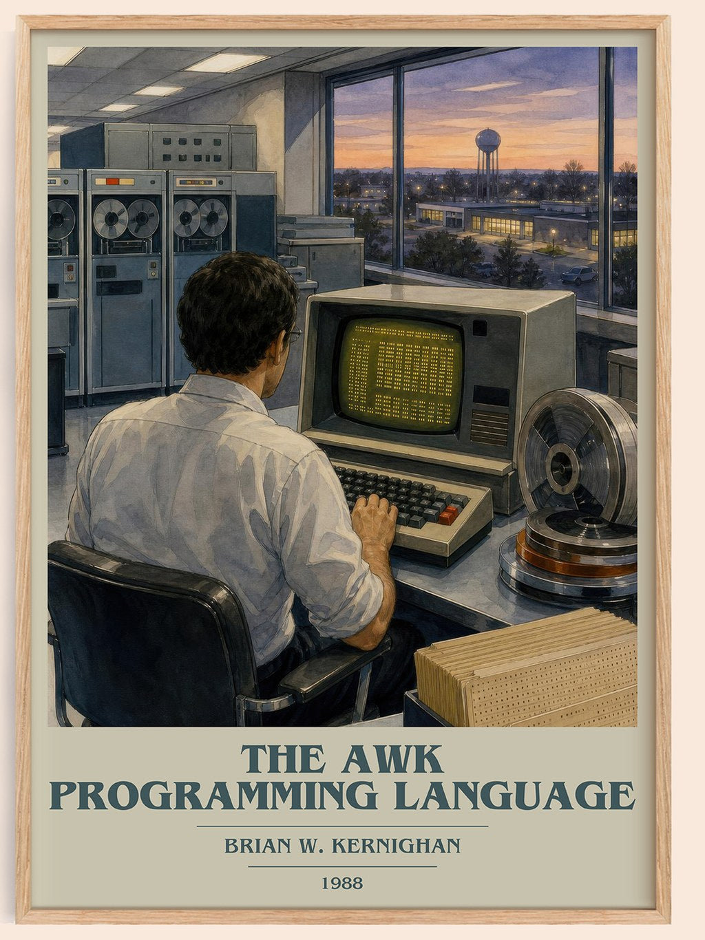 The AWK programming language book cover book poster by Brian W. Kernighan – framed literary art print