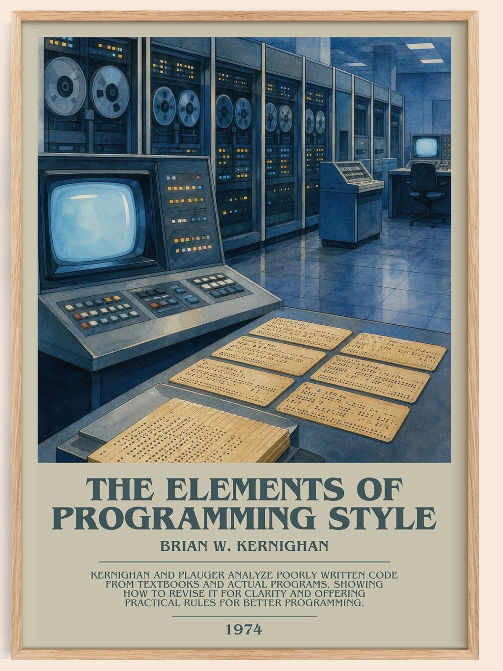 The elements of programming style bookish book poster by Brian W. Kernighan – framed literary art print