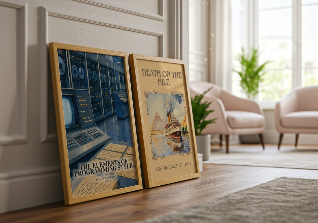 The elements of programming style watercolour print framed by window – literary home decor