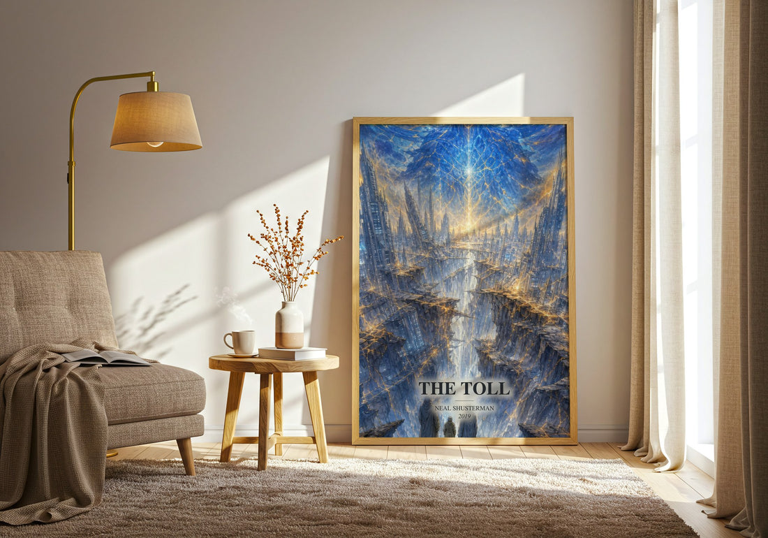 The Toll watercolour print in frame leaning in hallway – young adult wall art