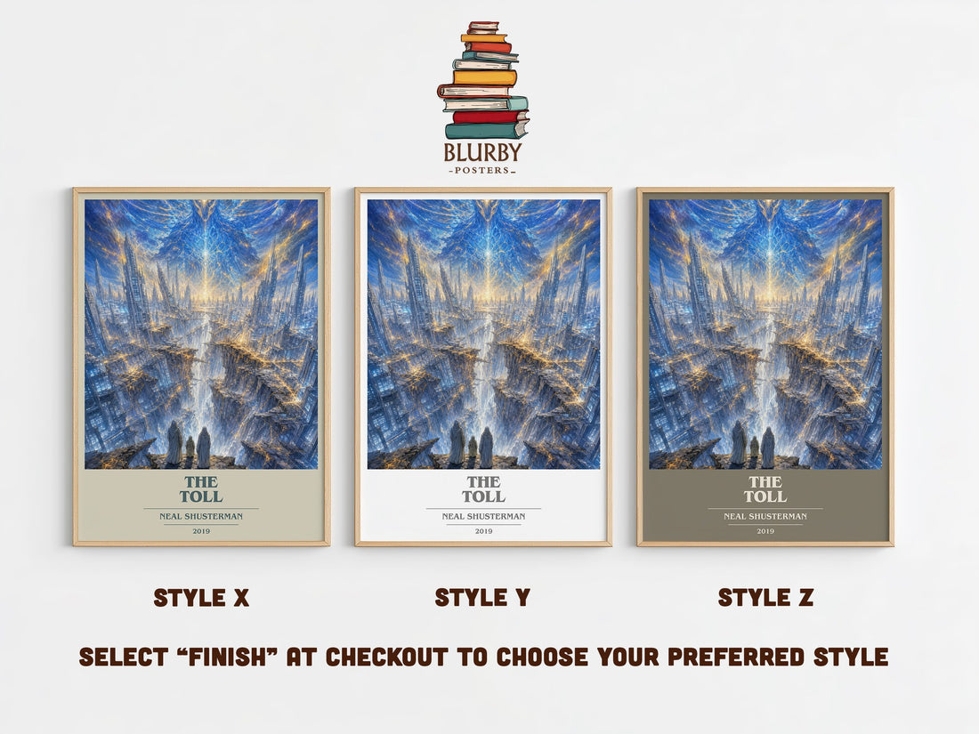 The Toll book cover print in frame leaning in hallway – young adult wall art (mockup)
