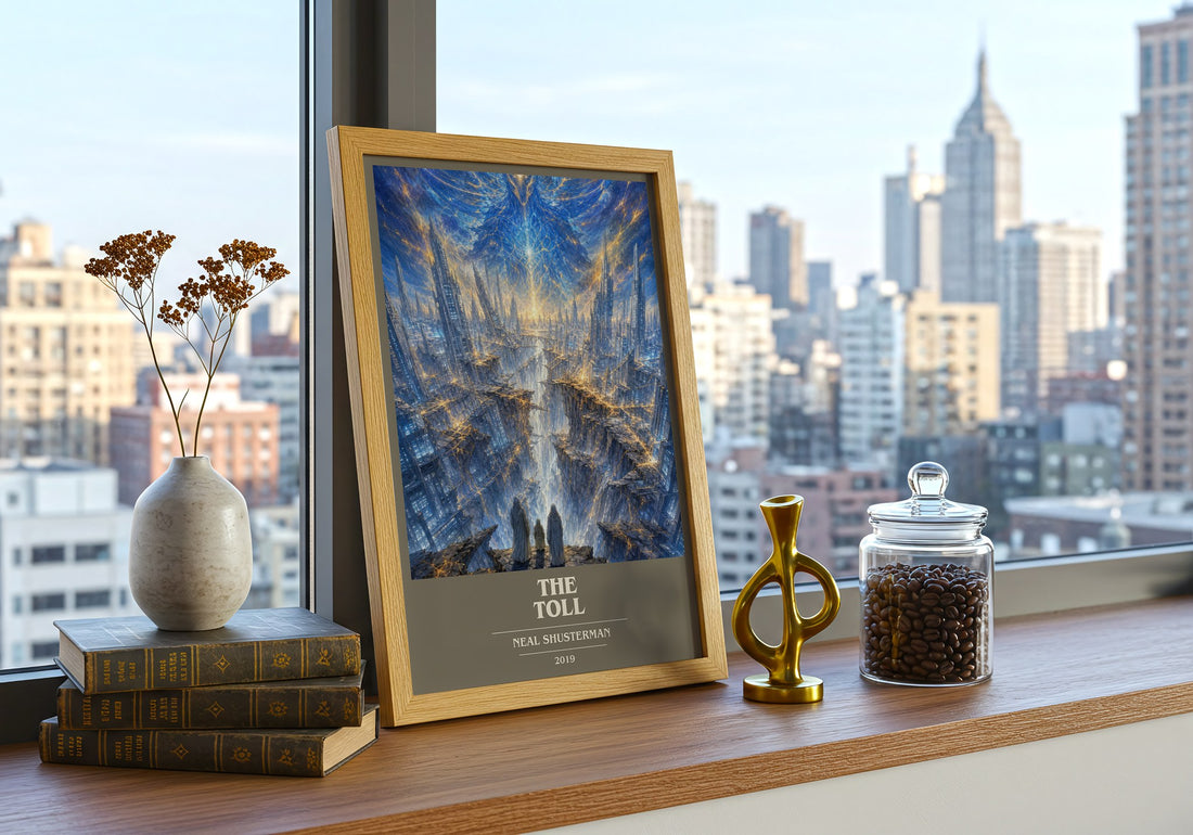 The Toll book cover print framed by window – literary home decor