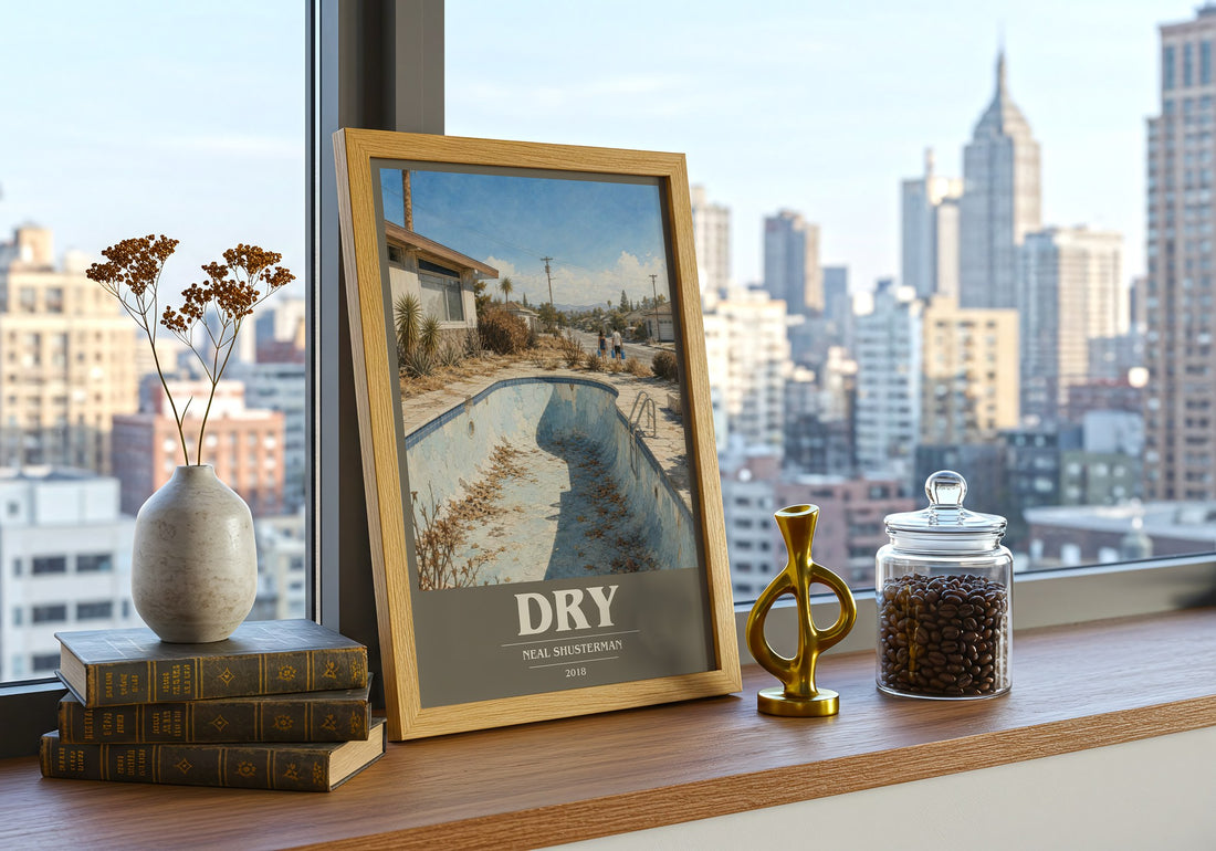 Dry book cover print framed by window – literary home decor