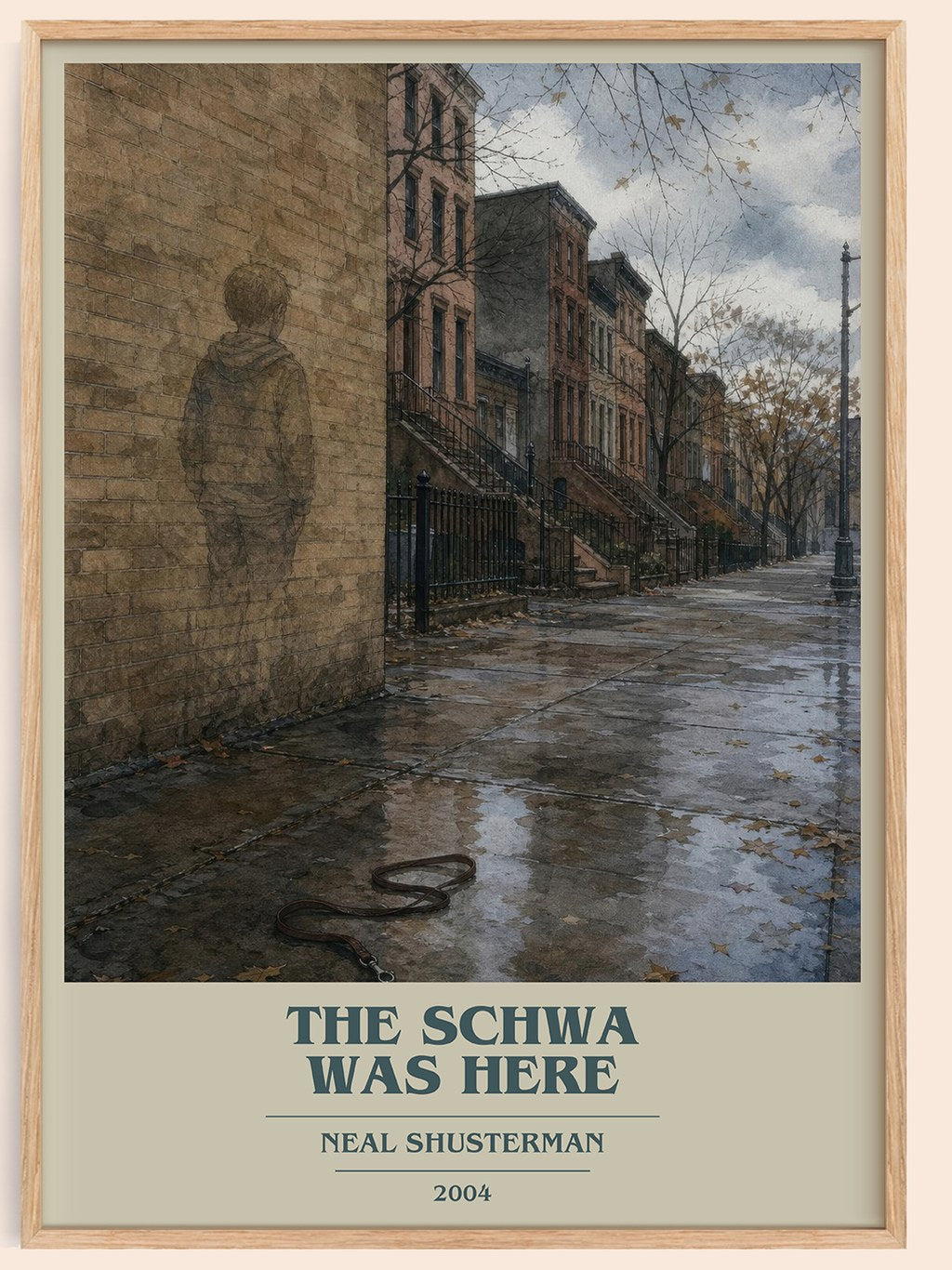 The Schwa was here book cover book poster by Neal Shusterman – framed literary art print