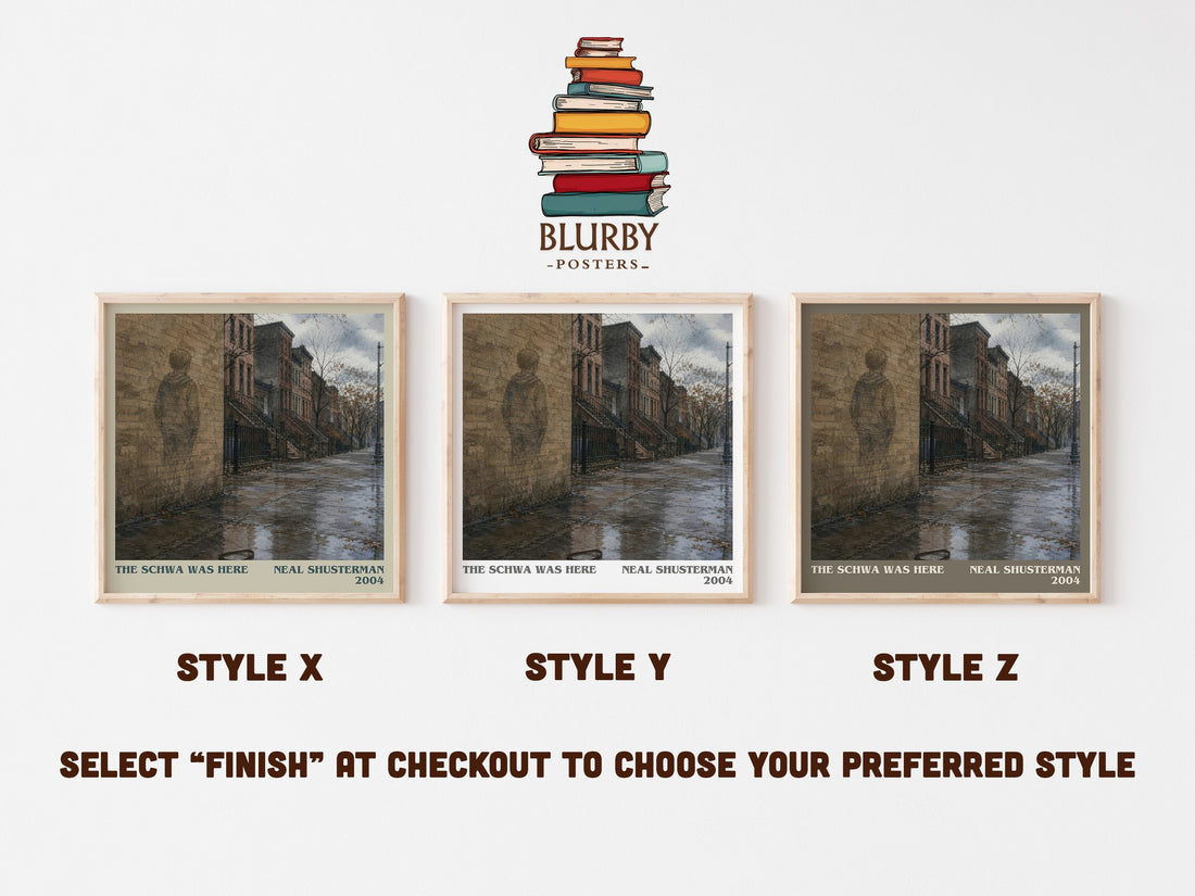 The Schwa was here literary print in frame leaning in hallway – young adult wall art (mockup)