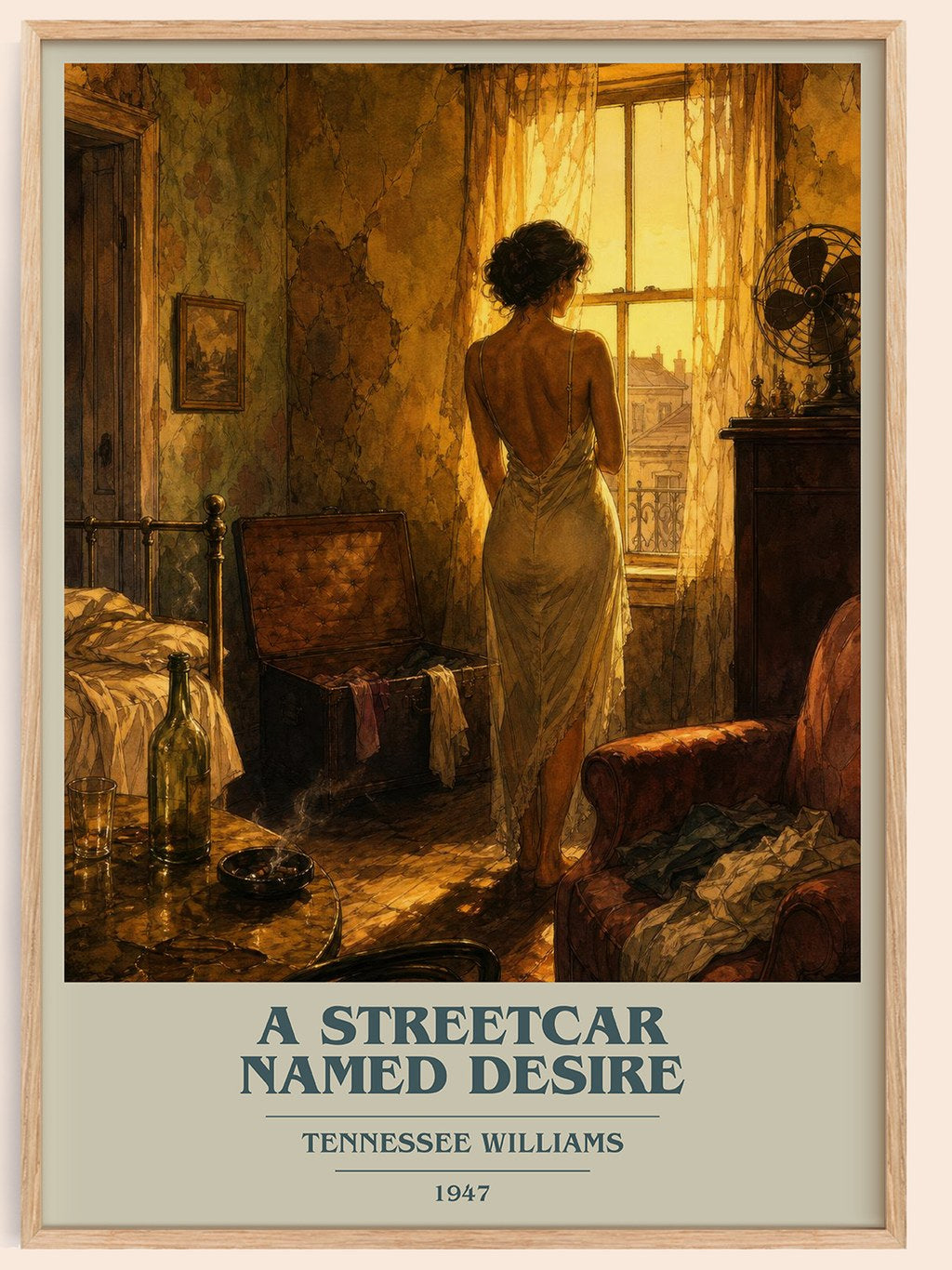 A Streetcar Named Desire book cover book poster by Tennessee Williams – framed literary art print