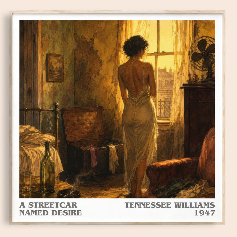 A Streetcar Named Desire literary book poster by Tennessee Williams – framed literary art print