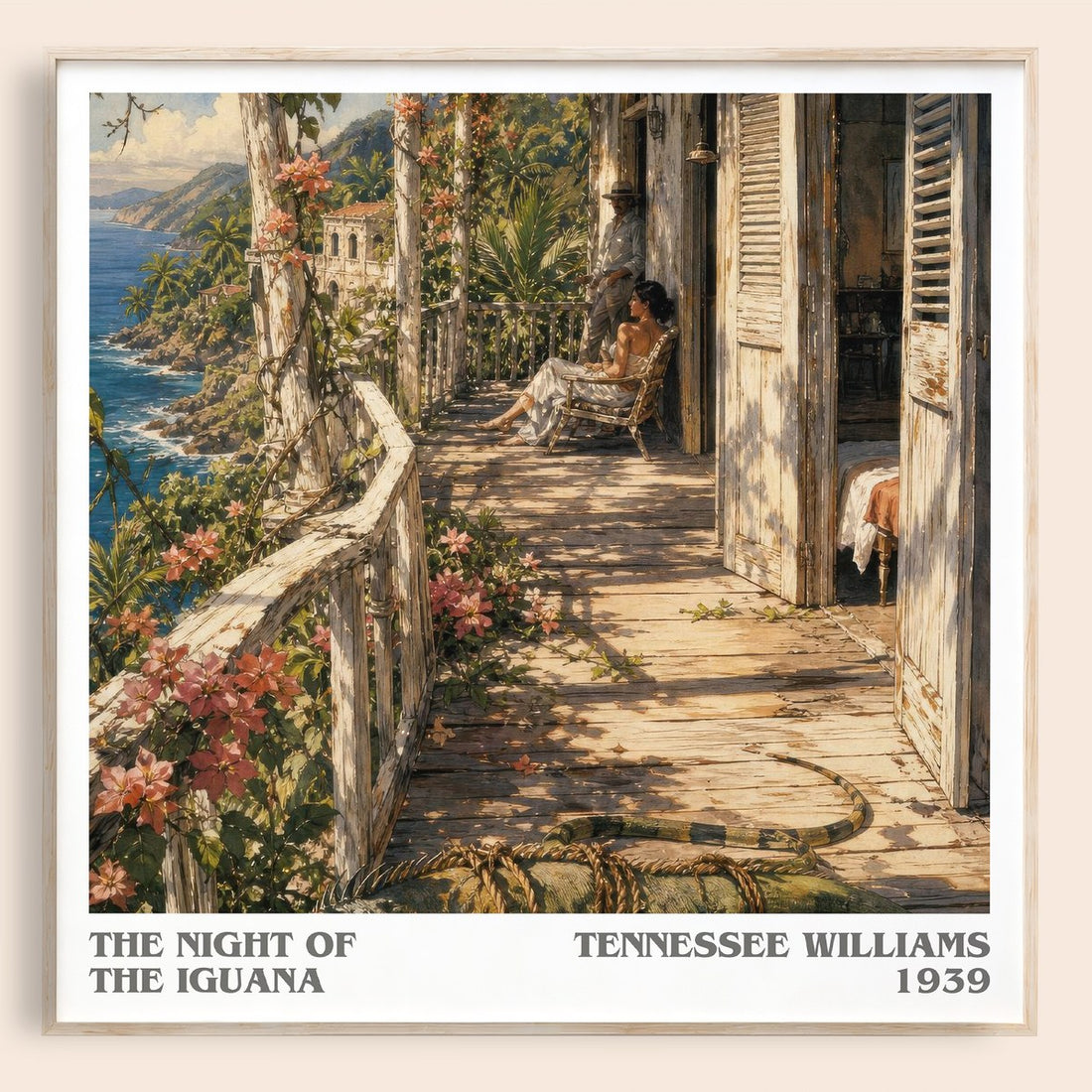 The night of the iguana literary book poster by Tennessee Williams – framed literary art print