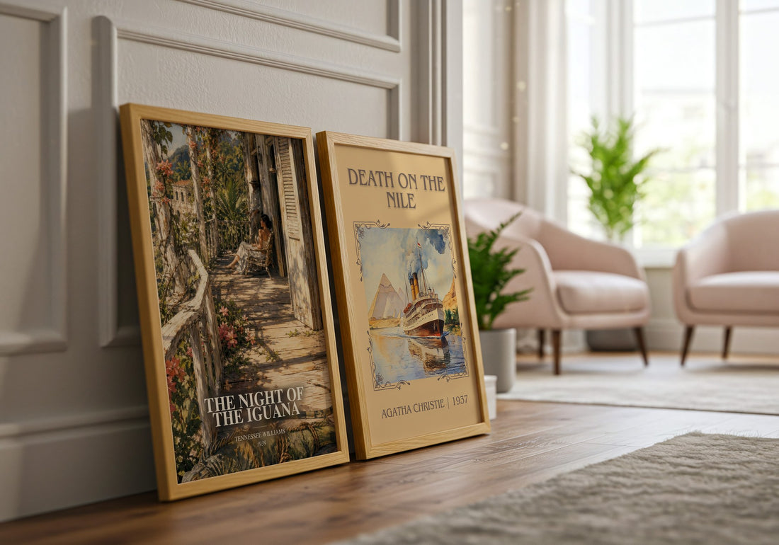 The night of the iguana watercolour print framed by window – literary home decor