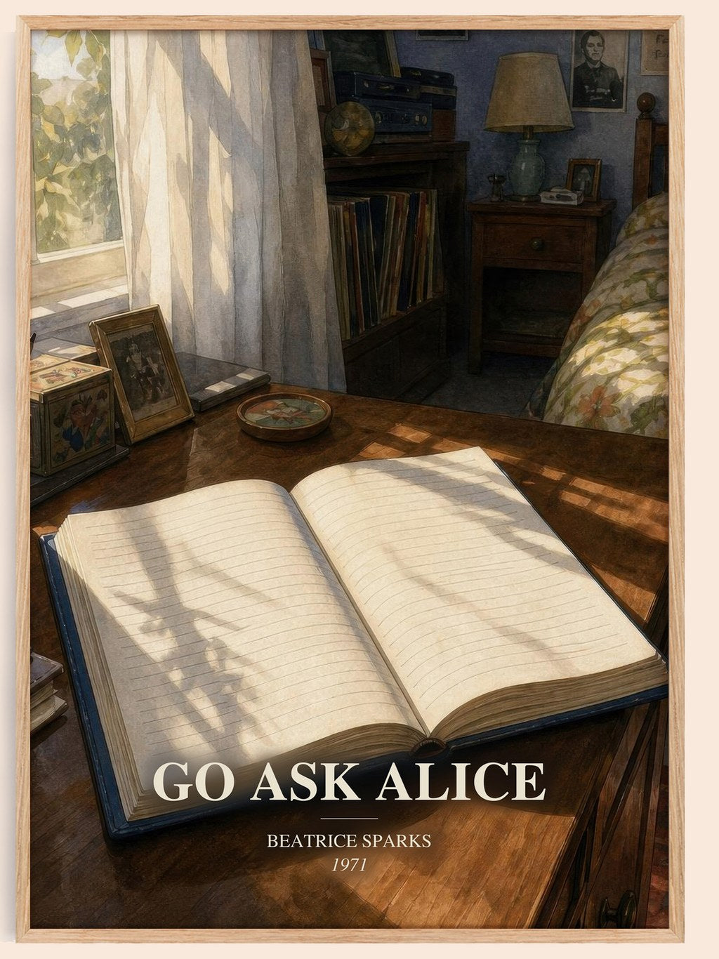 Go Ask Alice watercolour book poster by Beatrice Sparks – framed literary art print