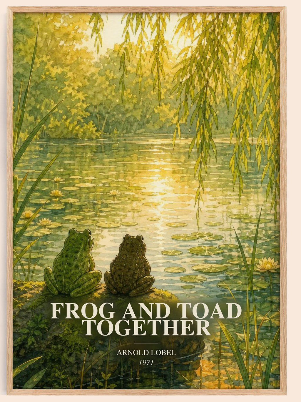 Frog and Toad Together watercolour book poster by Arnold Lobel – framed literary art print