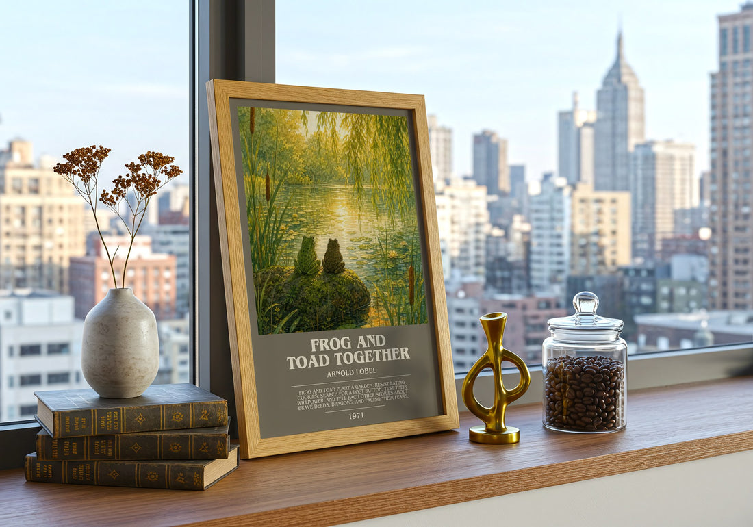 Frog and Toad Together bookish print framed by window – literary home decor