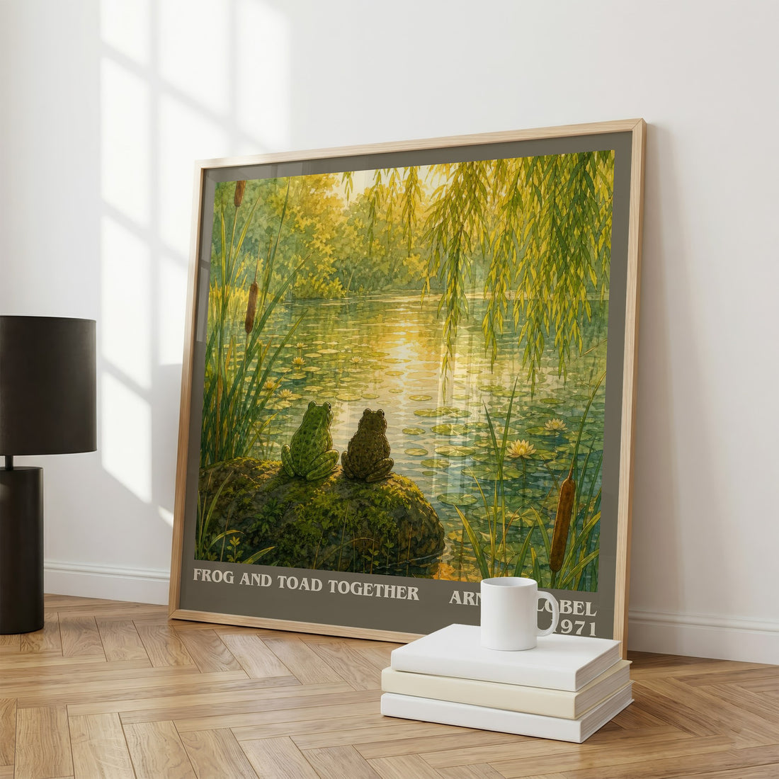 Frog and Toad Together literary print framed by window – literary home decor