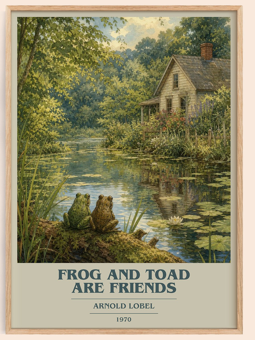 Frog and Toad Are Friends book cover book poster by Arnold Lobel – framed literary art print