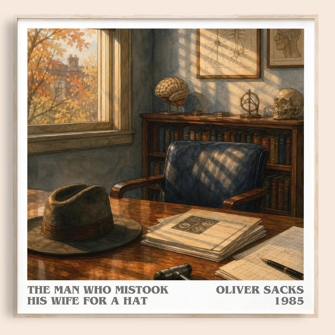 The Man Who Mistook His Wife for a Hat literary book poster by Oliver Sacks – framed literary art print
